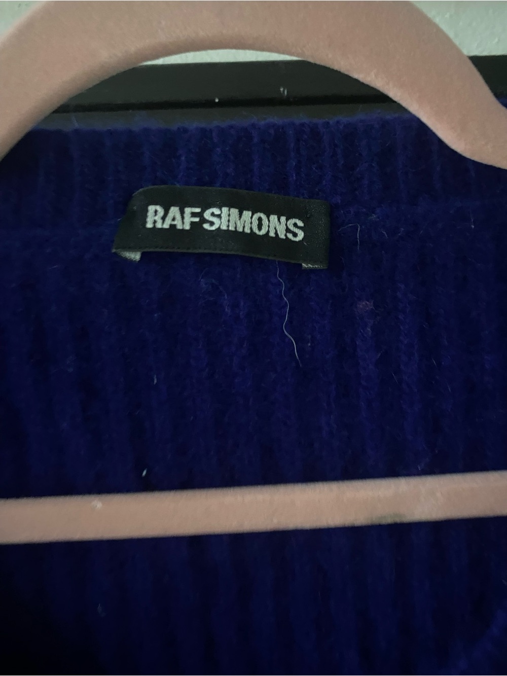 Raf Simons Deep Purple Ribbed Crew Neck Sweater